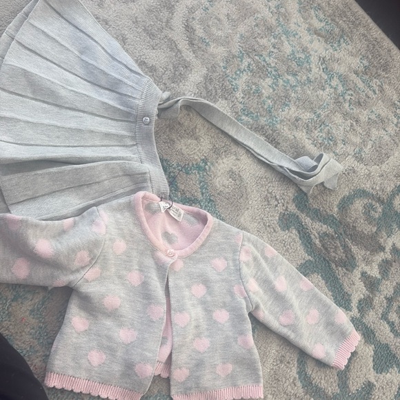 Mayoral Skirt And Sweater Infant Set Gray And Pink Hearts - Picture 1 of 3